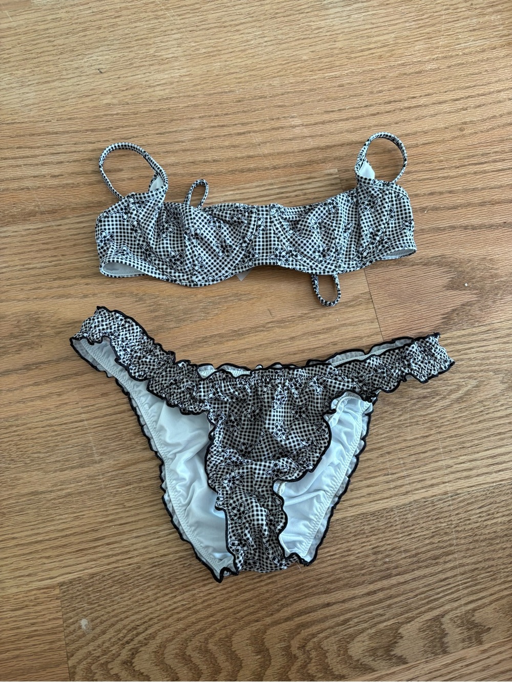 Black & White Gingham Ruffle Bikini Set